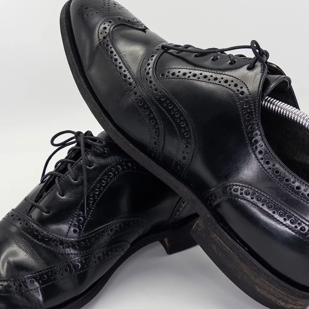 Stafford Comfort Plus Men's 10.5 D Black Leather Wingtip Oxford Dress Shoes